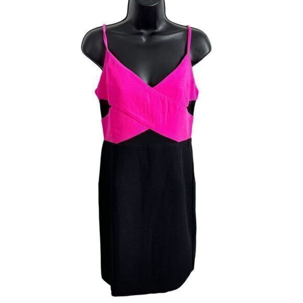 Lucy Paris Mesh‎ Cutout Sleeveless Bodycon Mini Dress Black Fuchsia Size Large